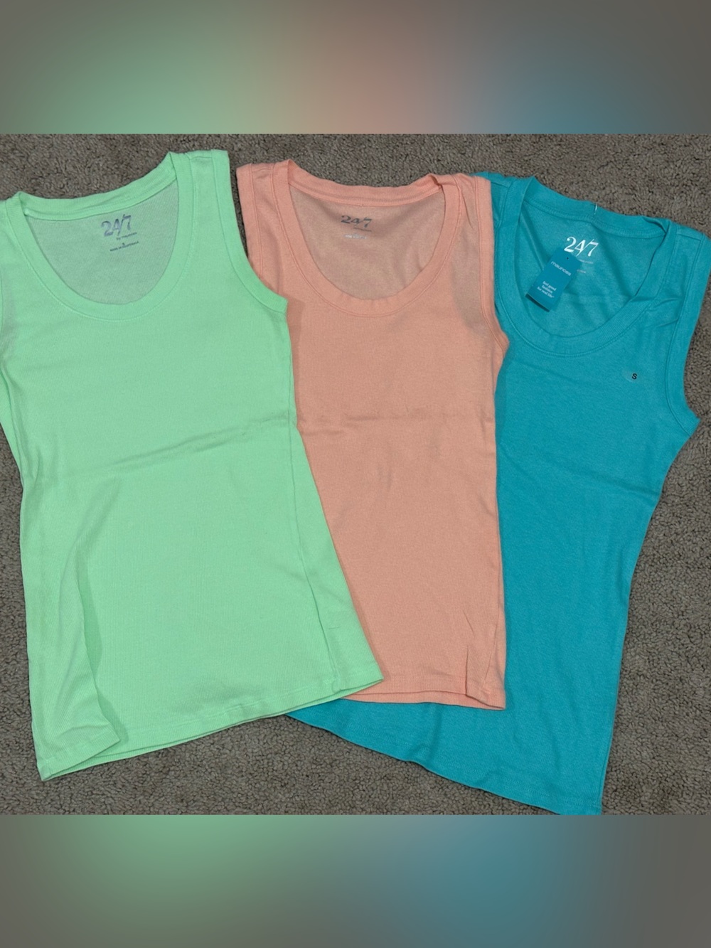 Maurices 3-Pack Tank Tops in Lime, Coral & Teal